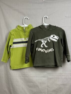 Gymboree Toddler Boy Green Long Sleeve Shirt Bundle Dinosaur Stripes, Size 3T